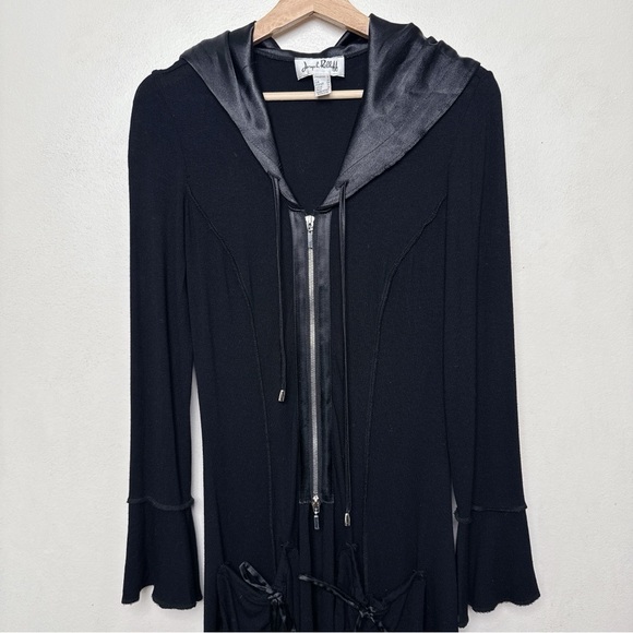 Joseph Ribkoff Womens 4 Vintage Goth Hooded Zip Pocket Long Dress Jacket - Picture 4 of 14